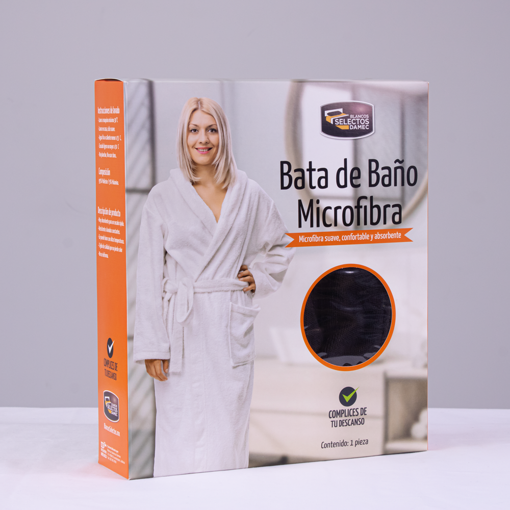 Bata de baño Microfibra Negra