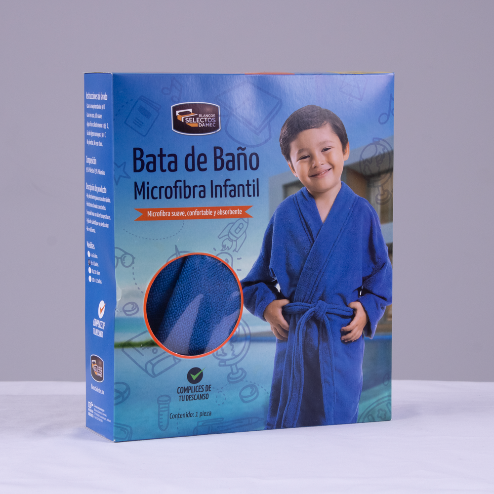 Bata de baño Microfibra Infantil Azul rey